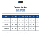 TRW418 Regatta Junior Dover Jacket size guide (TRW418)