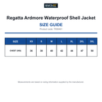 TRW461 Regatta Ardmore Waterproof Shell Jacket size guide (TRW461)
