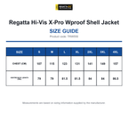 TRW550 Regatta Hi-Vis X-Pro Wproof Shell Jacket size guide (TRW550)