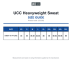 UCC002 UCC Heavyweight Sweat size guide (UCC002)