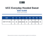 UCC006 UCC Everyday Hooded Sweat size guide (UCC006)