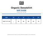 UCC360 Organic Sweatshirt size guide (UCC360)