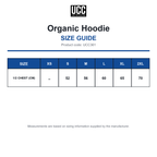 UCC361 Organic Hoodie size guide (UCC361)