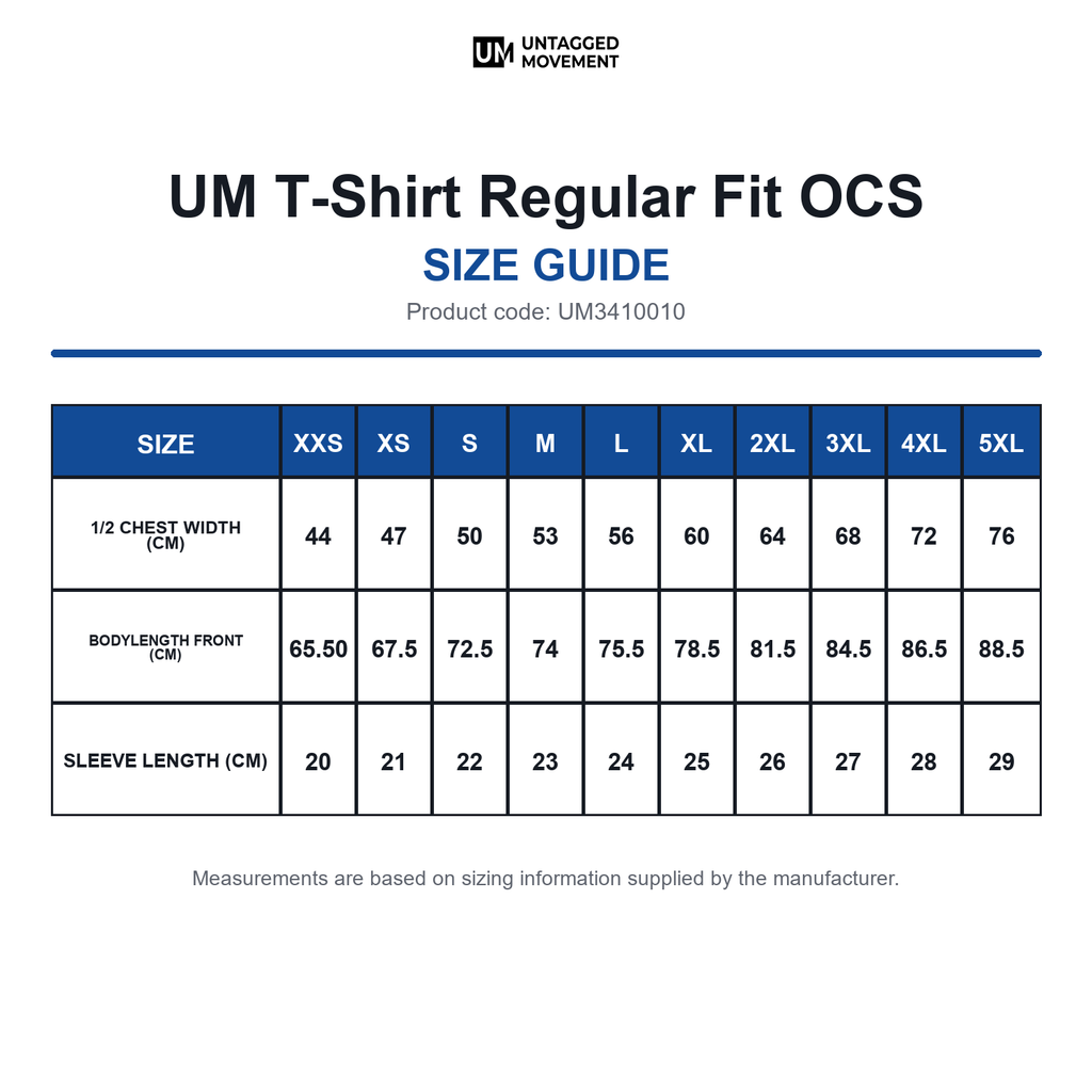 UM3410010 UM T-Shirt Regular Fit OCS size guide (UM3410010)