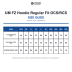 UM3450010 UM FZ Hoodie Regular Fit OCS/RCS size guide (UM3450010)