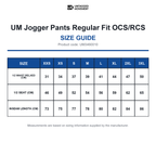 UM3460010 UM Jogger Pants Regular Fit OCS/RCS size guide (UM3460010)