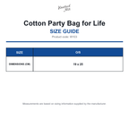 W103 Westford Mill Cotton Party Bag for Life size guide (W103)