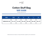 W115 Westford Mill Cotton Stuff Bag size guide (W115)