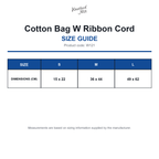 W121 Westford Mill Cotton Bag W Ribbon Cord size guide (W121)