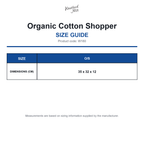 W180 Westford Mill Organic Cotton Shopper size guide (W180)