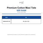 W225 Westford Mill Premium Cotton Maxi Tote size guide (W225)