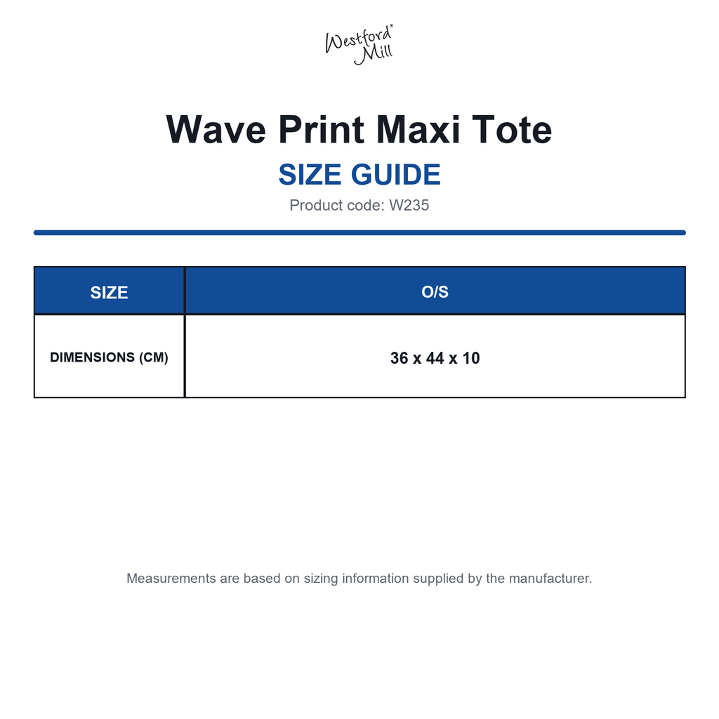 W235 Westford Mill Wave Print Maxi Tote size guide (W235)