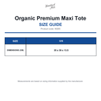 W265 Westford Mill Organic Premium Maxi Tote size guide (W265)