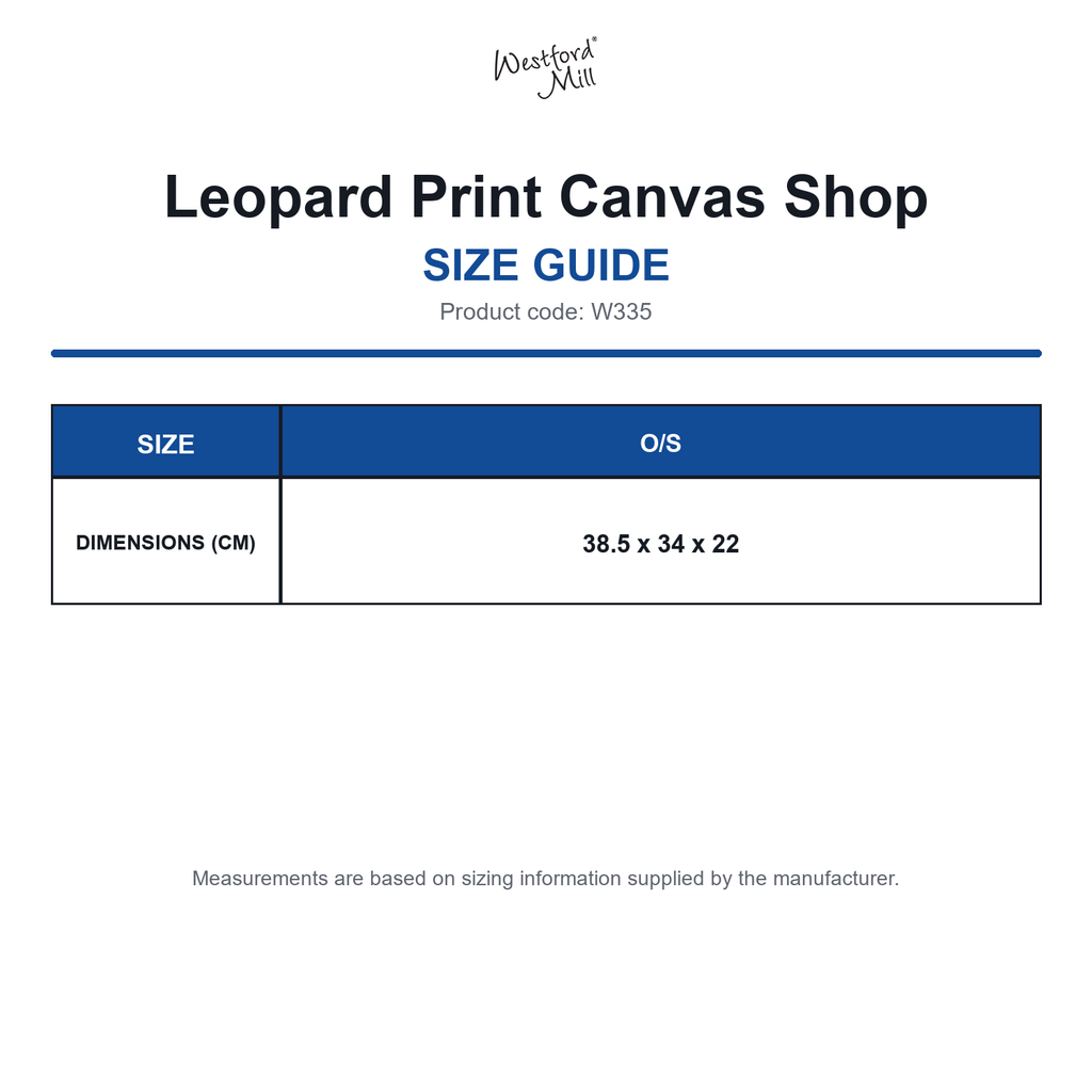 W335 Westford Mill Leopard Print Canvas Shop size guide (W335)