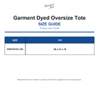 W348 Westford Mill Garment Dyed Oversize Tote size guide (W348)