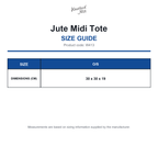 W413 Westford Mill Jute Midi Tote size guide (W413)
