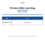 W421 Westford Mill Printers Midi Jute Bag size guide (W421)