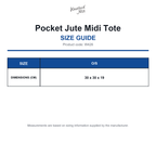 W426 Westford Mill Pocket Jute Midi Tote size guide (W426)