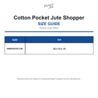 W427 Westford Mill Cotton Pocket Jute Shopper size guide (W427)
