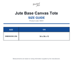 W451 Westford Mill Jute Base Canvas Tote size guide (W451)