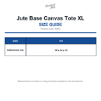 W452 Westford Mill Jute Base Canvas Tote XL size guide (W452)