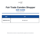 W671 Westford Mill Fair Trade Camden Shopper size guide (W671)