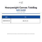 W697 Westford Mill Heavyweight Canvas ToteBag size guide (W697)