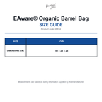 W814 Westford Mill EAware® Organic Barrel Bag size guide (W814)