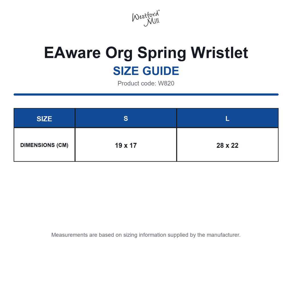 W820 Westford Mill EAware Org Spring Wristlet size guide (W820)