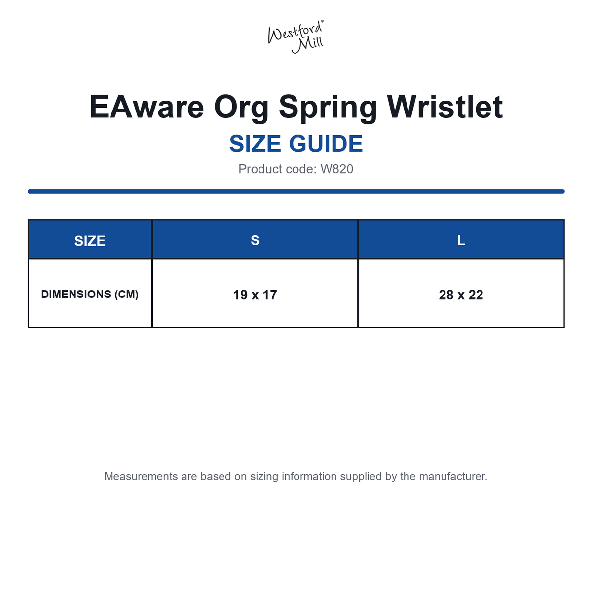 W820 Westford Mill EAware Org Spring Wristlet size guide (W820)