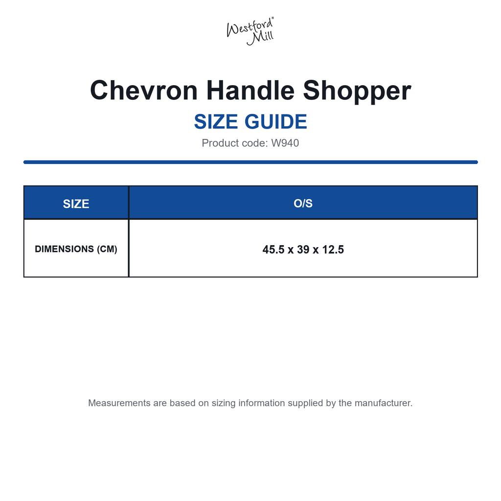 W940 Westford Mill Chevron Handle Shopper size guide (W940)
