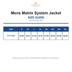 XB-4 Stormtech Mens Matrix System Jacket size guide (XB-4)
