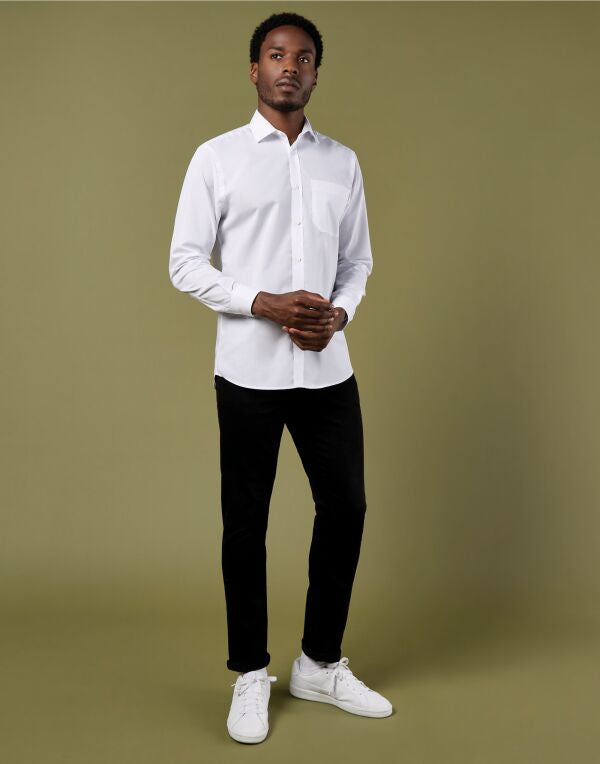 Kustom Kit Mens LS Tailored Poplin Shirt