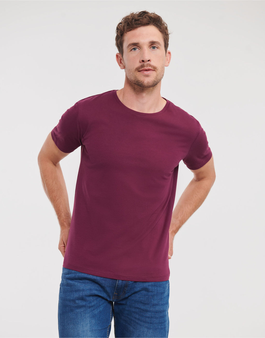 R108M Russell Mens Pure Organic T - Burgundy - R108M