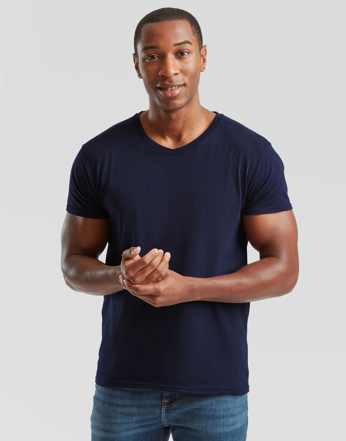61442 FOTL Mens Iconic 150 V-Neck T - Deep Navy - 61442