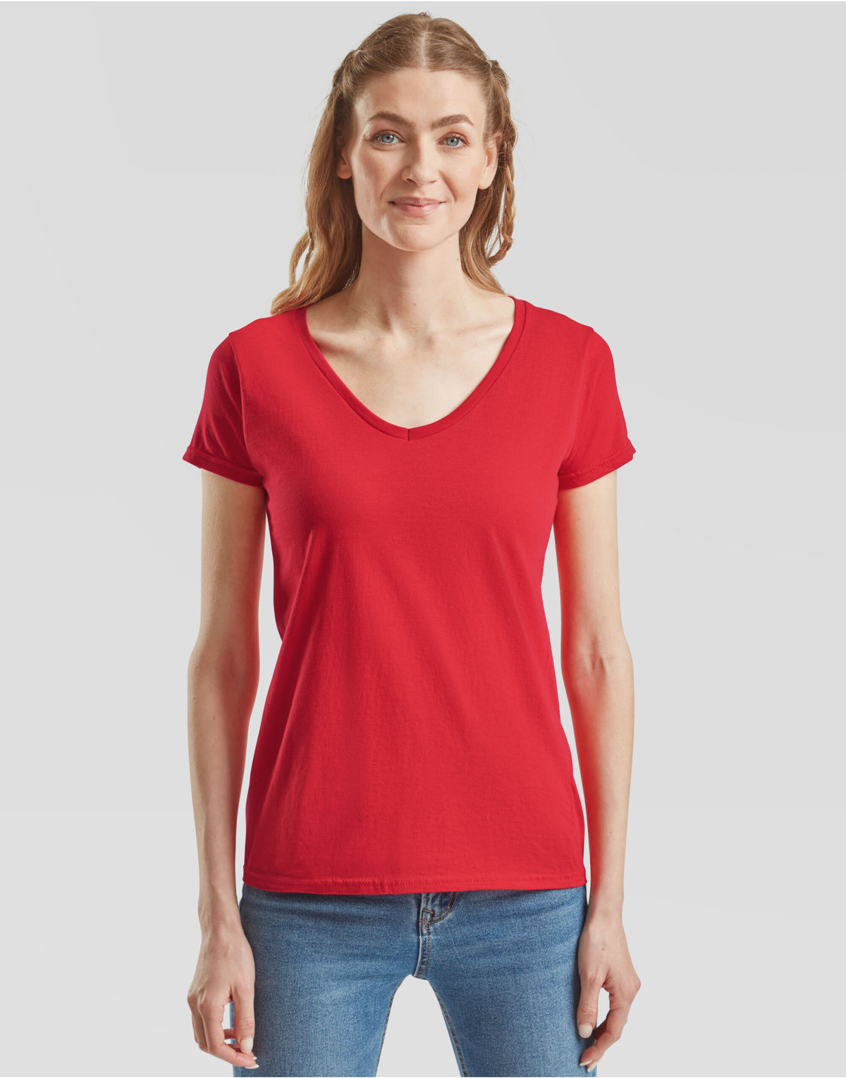 61444 FOTL Ladies Iconic 150 V-Neck T - Red - 61444