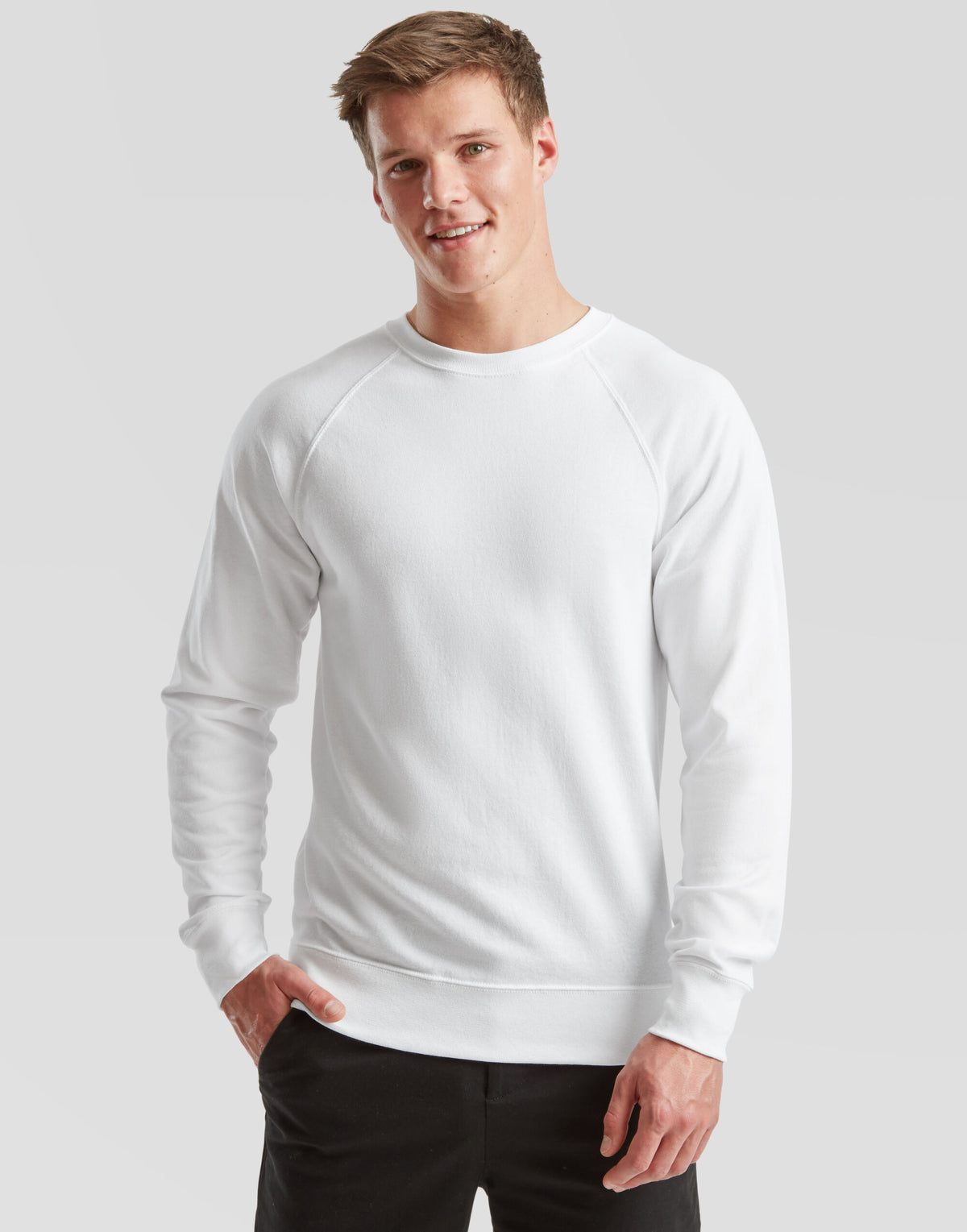 62138 FOTL Men's Lightweight Raglan Sweat - White - 62138