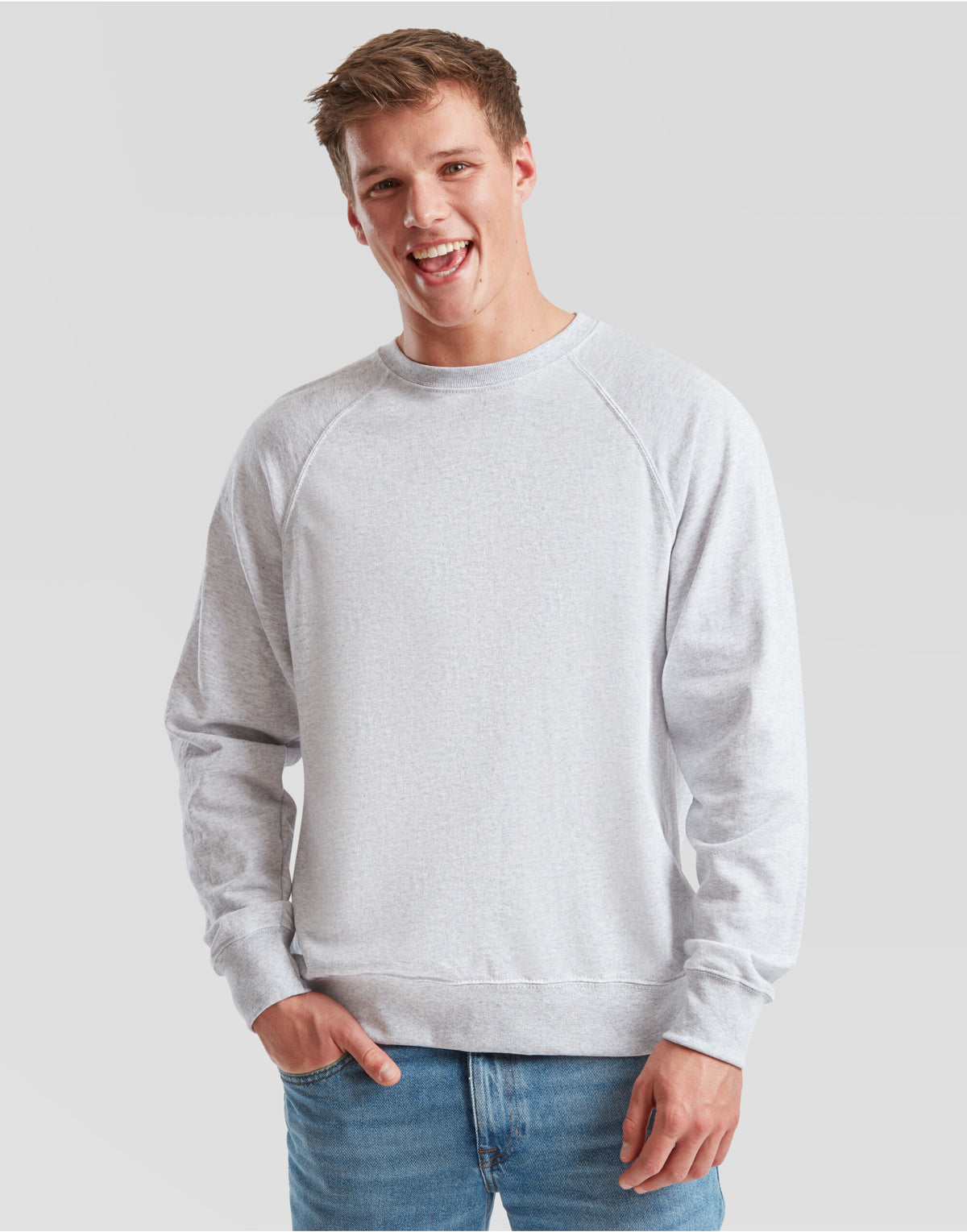 62138 FOTL Men's Lightweight Raglan Sweat - Heather Grey - 62138