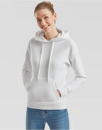62038 FOTL Ladies Classic Hooded Sweat - White - 62038