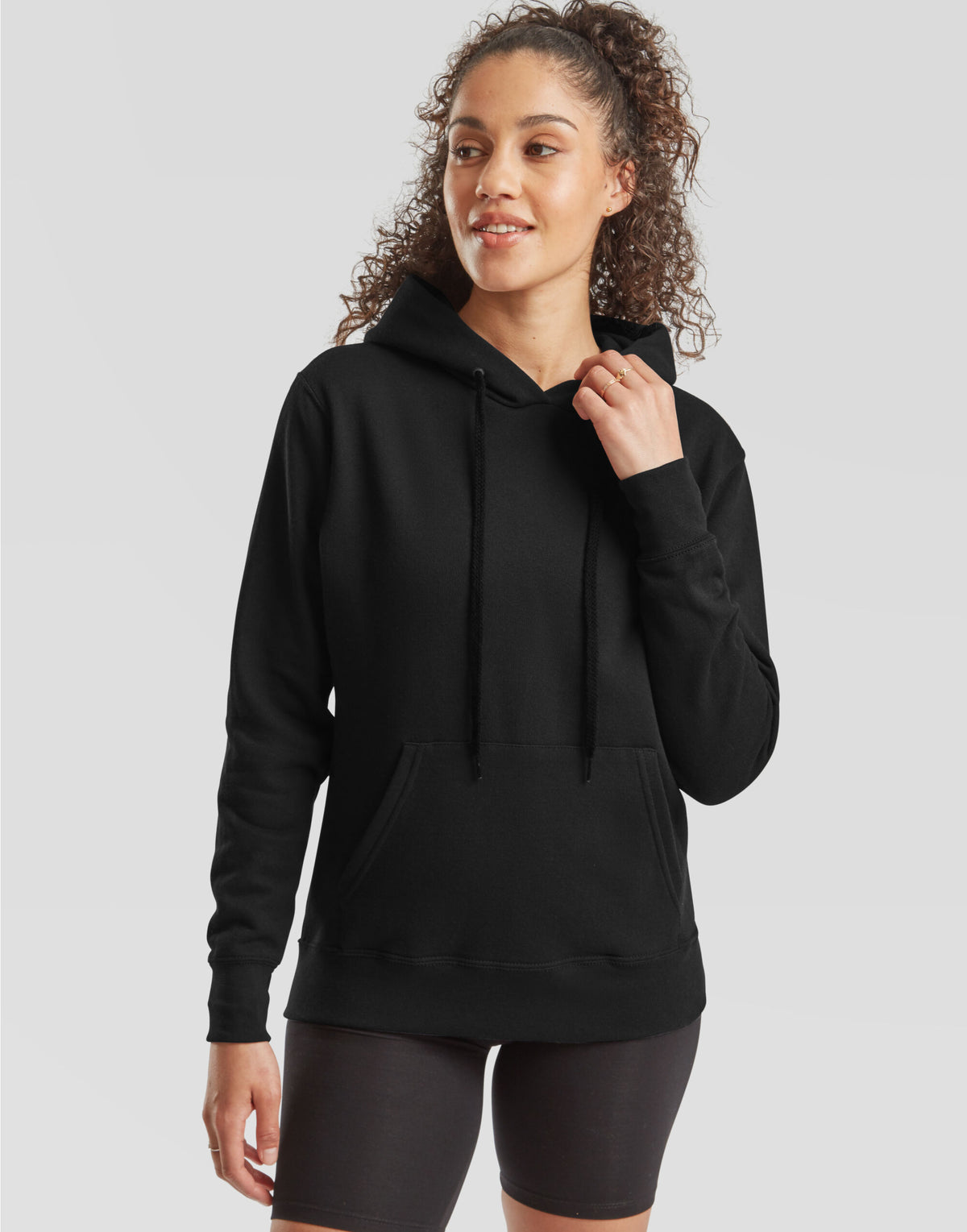 62038 FOTL Ladies Classic Hooded Sweat - Black - 62038