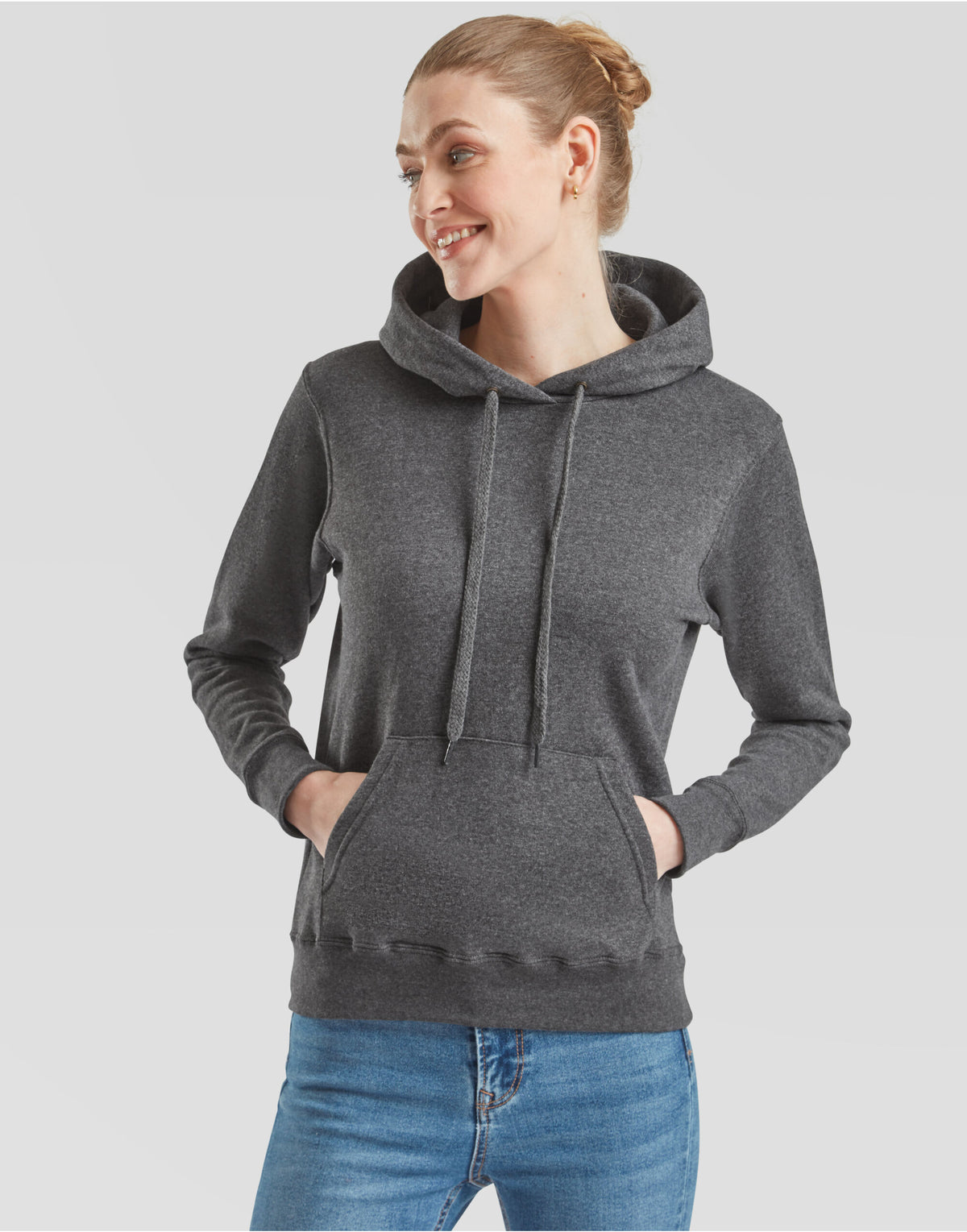 62038 FOTL Ladies Classic Hooded Sweat - Dark Heather - 62038