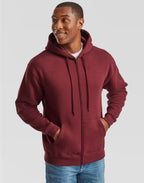 62034 FOTL Mens Premium Hooded Sweat Jkt - Burgundy - 62034
