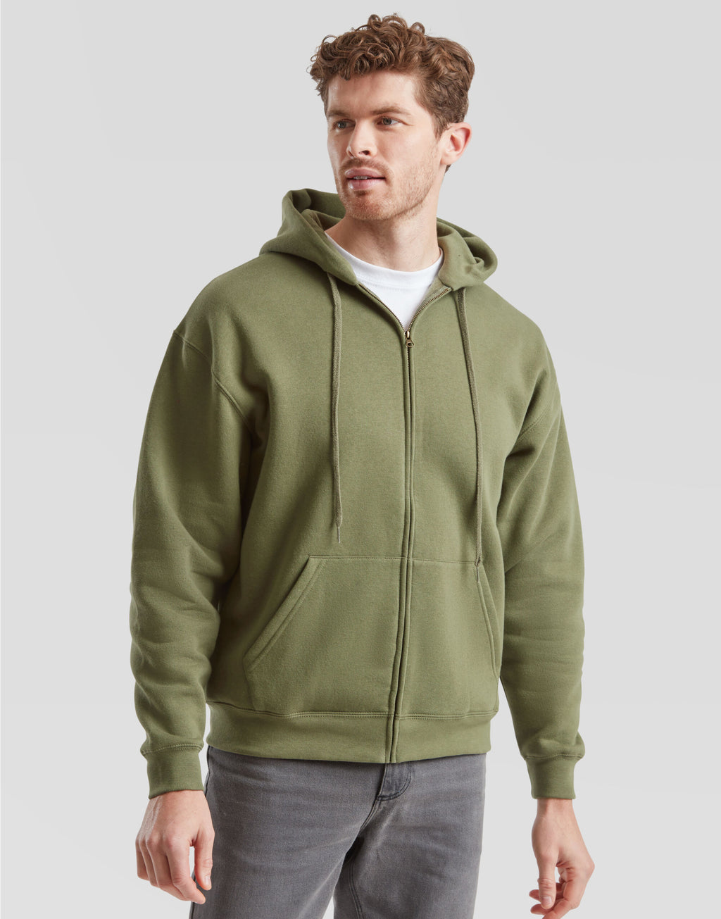 62034 FOTL Mens Premium Hooded Sweat Jkt - Classic Olive - 62034