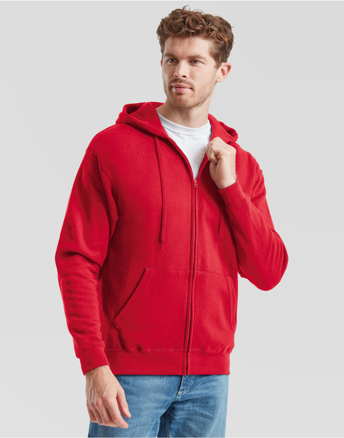 62062 FOTL Mens Classic Hooded Sweat Jacket - Red - 62062