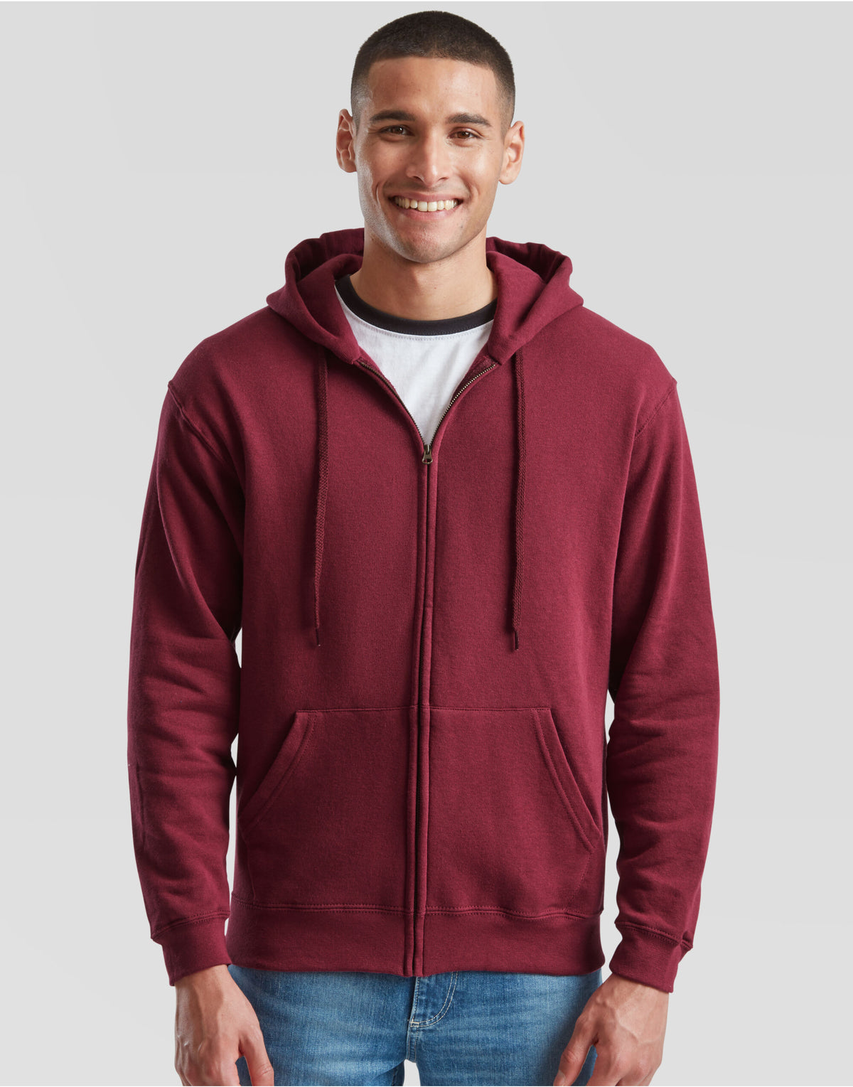 62062 FOTL Mens Classic Hooded Sweat Jacket - Burgundy - 62062