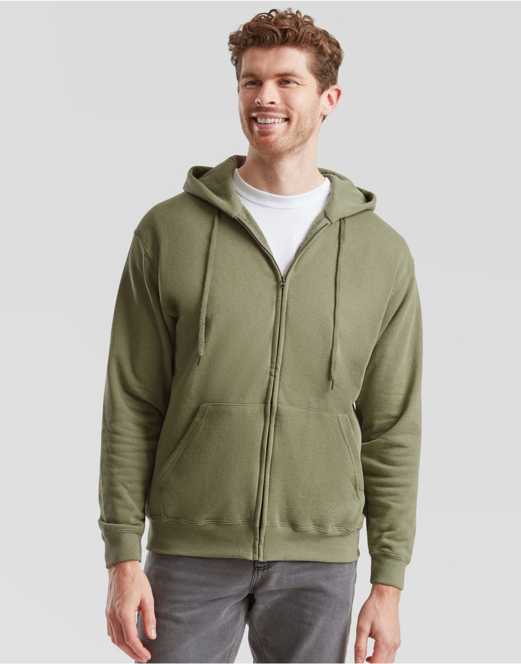 62062 FOTL Mens Classic Hooded Sweat Jacket - Classic Olive - 62062