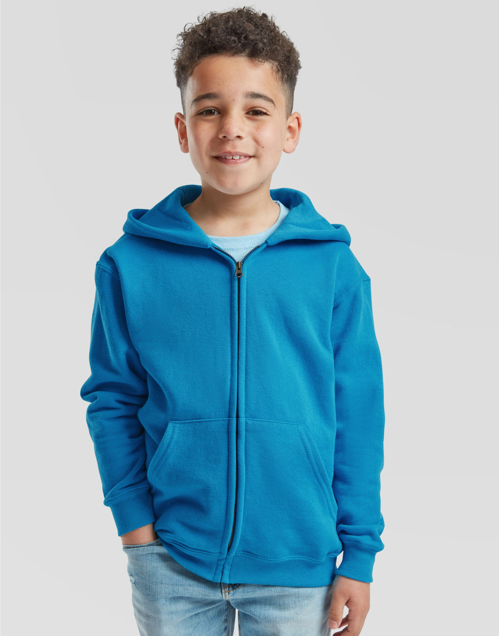 62045 FOTL Kids Classic Hooded Sweat Jacket - Azure Blue - 62045
