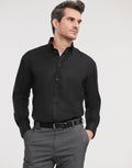 956M Russell Collection Mens LS NonIron Shirt - Black - 956M