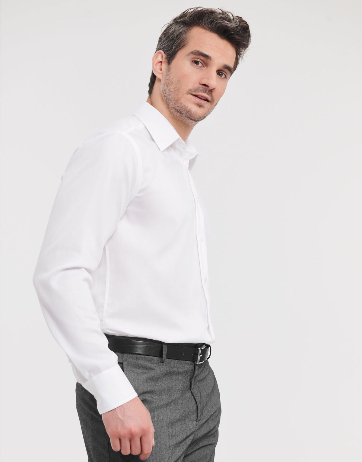 958M Russell Collection Men LS Tailor NonIron - White - 958M