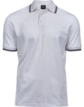 TJ1407 Tee Jays Mens Luxury Stripe Stretch Polo - White/Navy - TJ1407